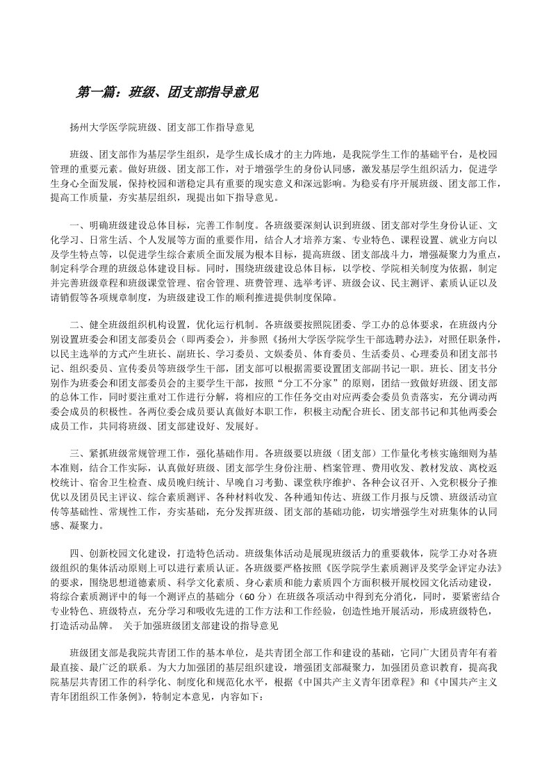 班级、团支部指导意见[修改版]