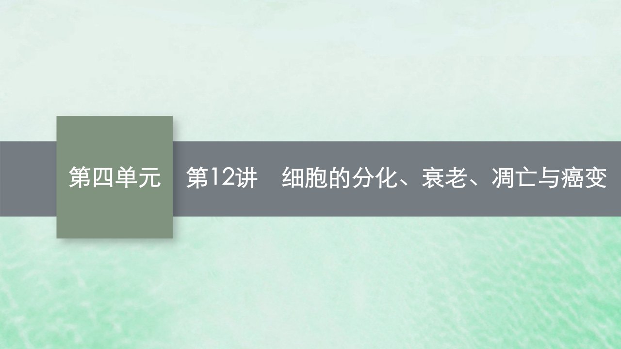 适用于老高考旧教材2024版高考生物一轮总复习第四单元细胞的生命历程第12讲细胞的分化衰老凋亡与癌变课件新人教版