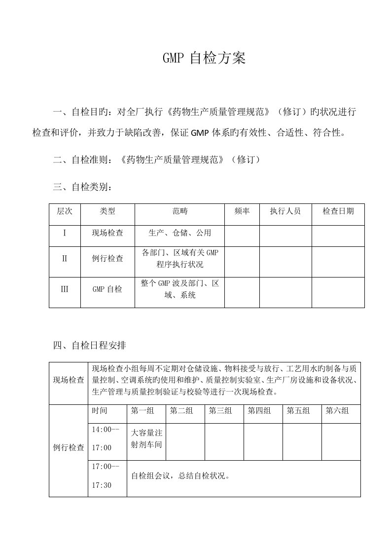 GMP自检专题方案