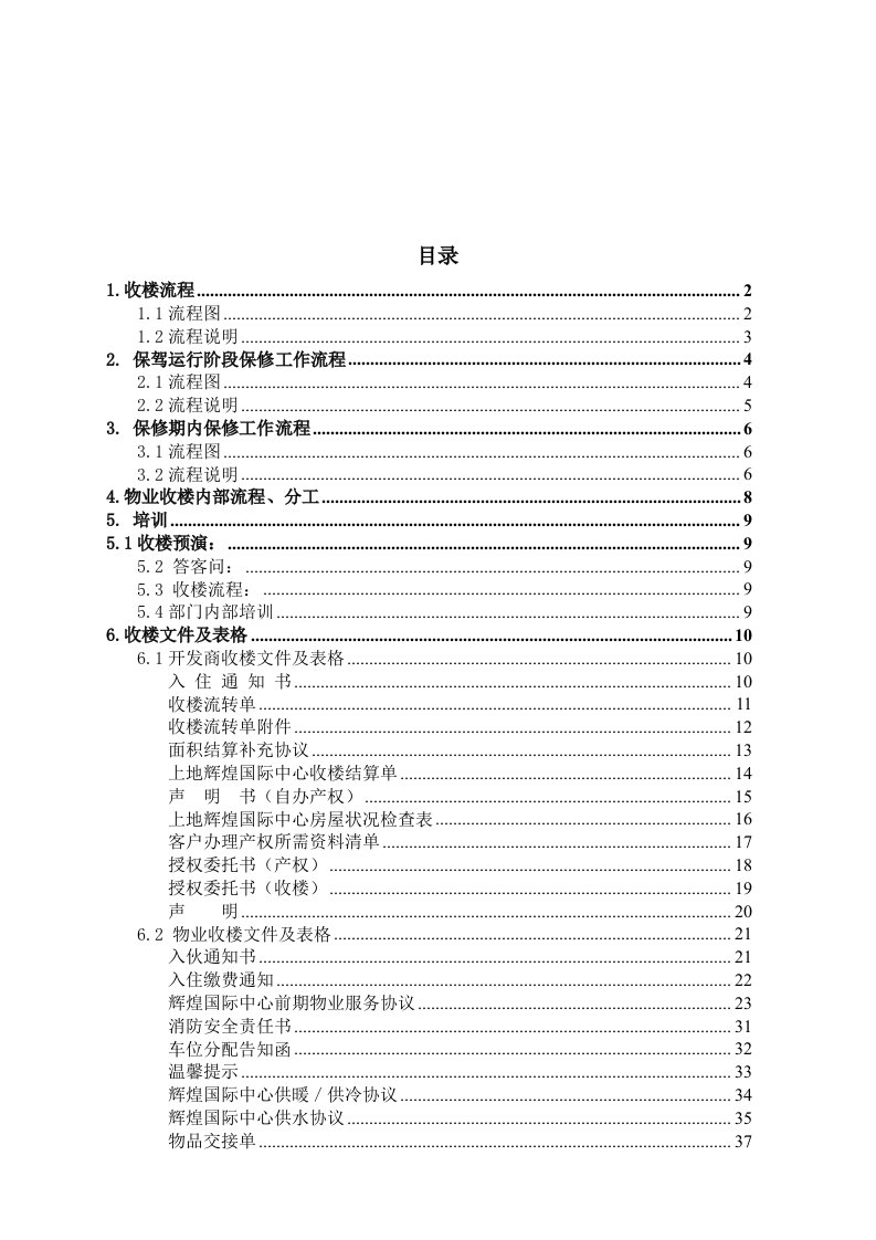 北京鸿润物业收楼工作方案(荐)