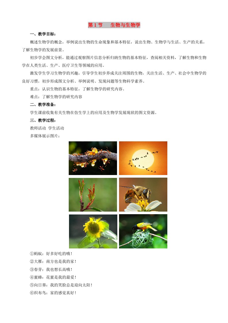 七年级生物上册