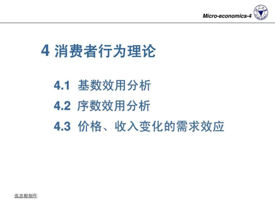 甲04消费者行为理论浙大微观经济学张忠根ppt课件