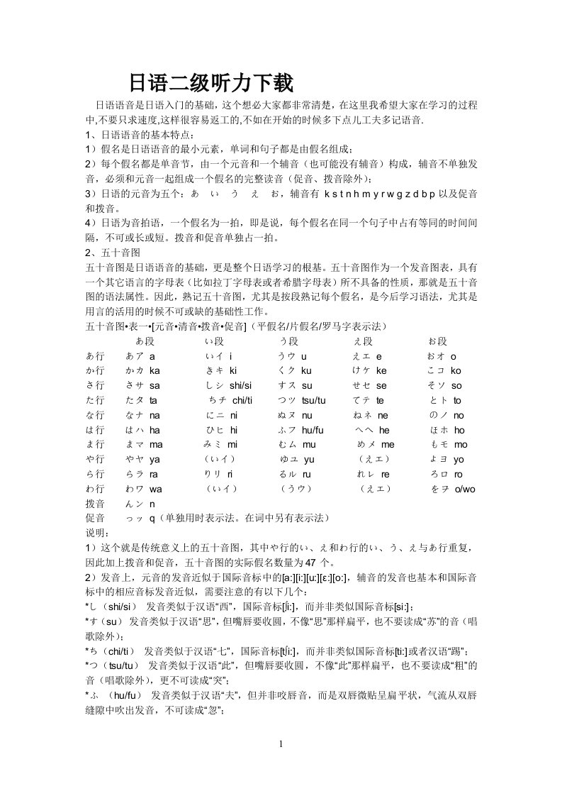 日语参考资料等级考试二级听力下载