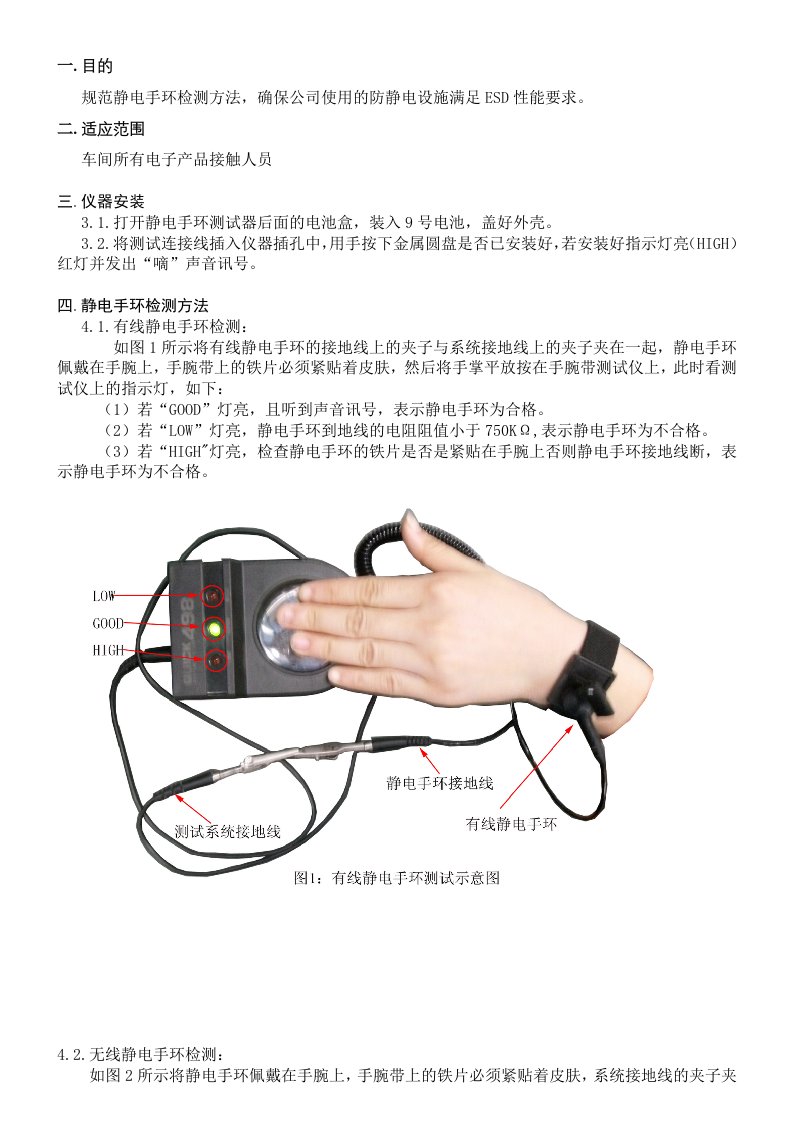 静电手环测试作业指导书