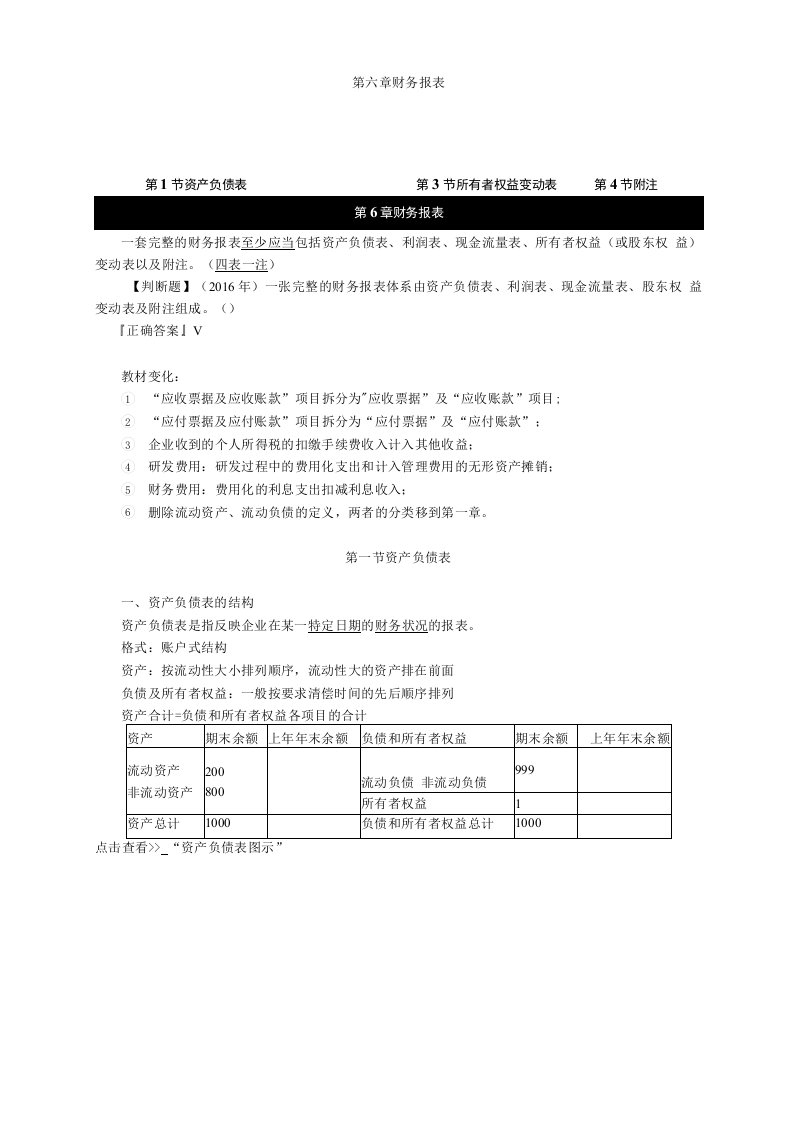 2020年初级会计师考试实务基础精讲讲义第六章财务报表