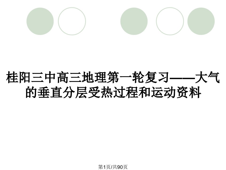 桂阳三中高三地理第一轮复习——大气的垂直分层受热过程和运动资料