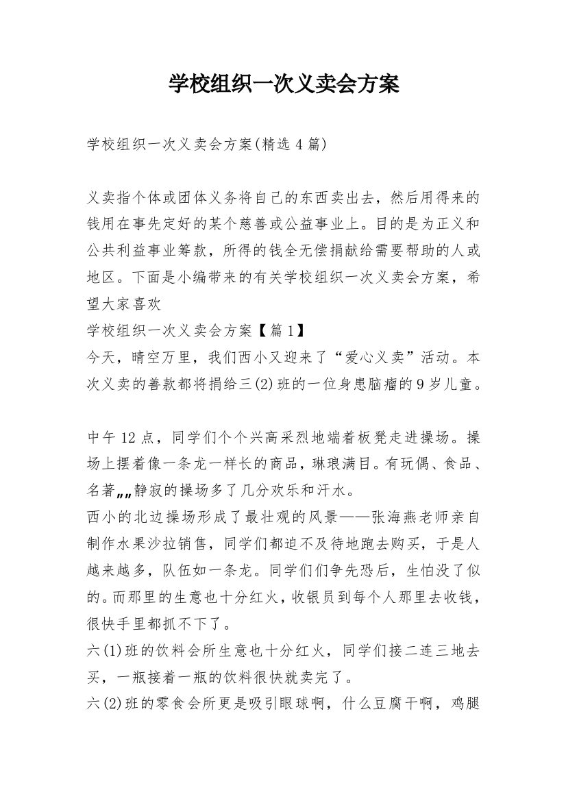 学校组织一次义卖会方案_10