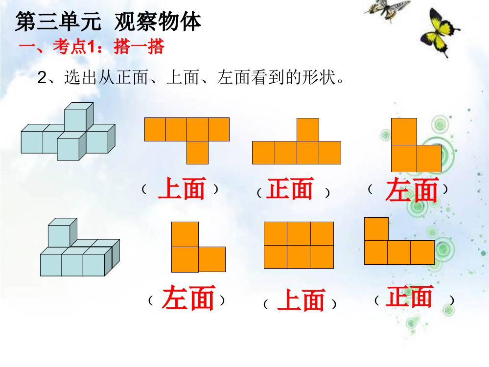 新北师大六年级上册观察物体复习