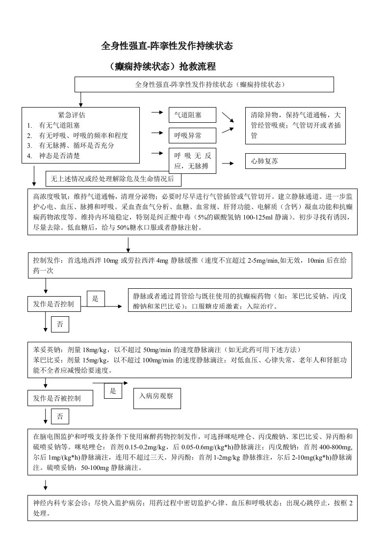 癫痫持续状态抢救流程