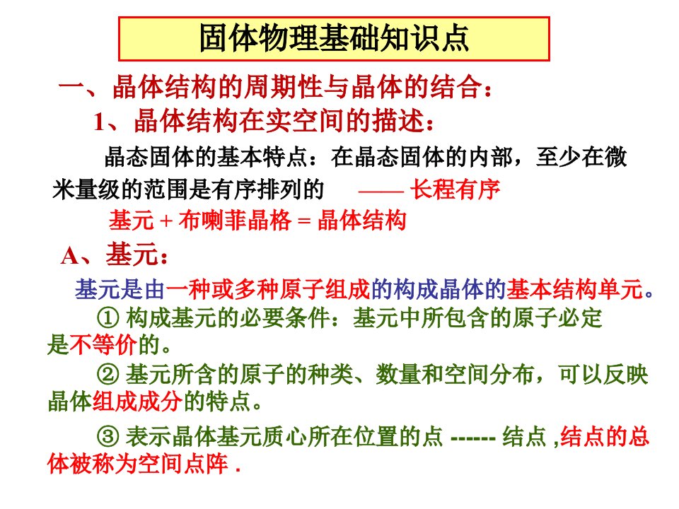 材料科学物理基础知识点（固体物理）