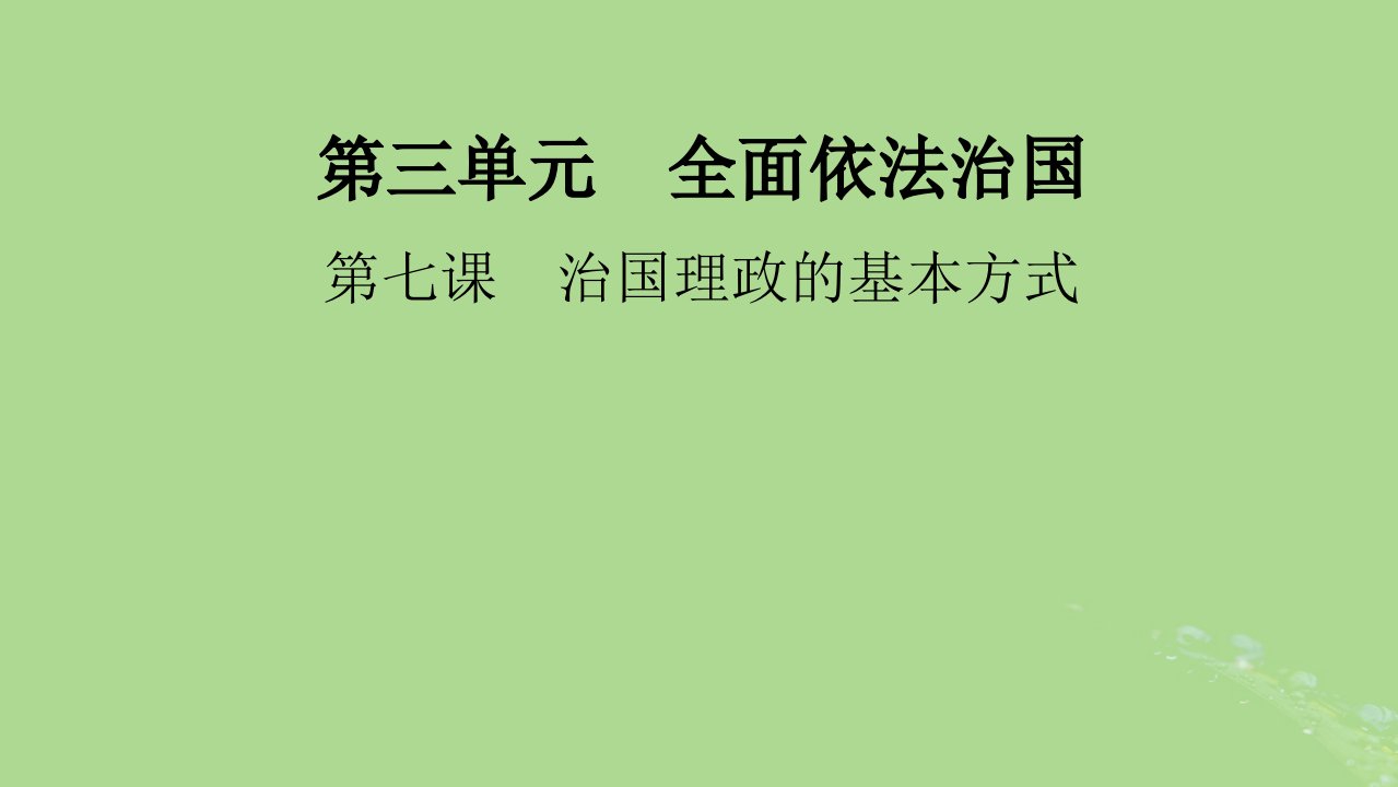 2025版高考政治一轮总复习必修3第3单元全面依法治国第7课治国理政的基本方式课件