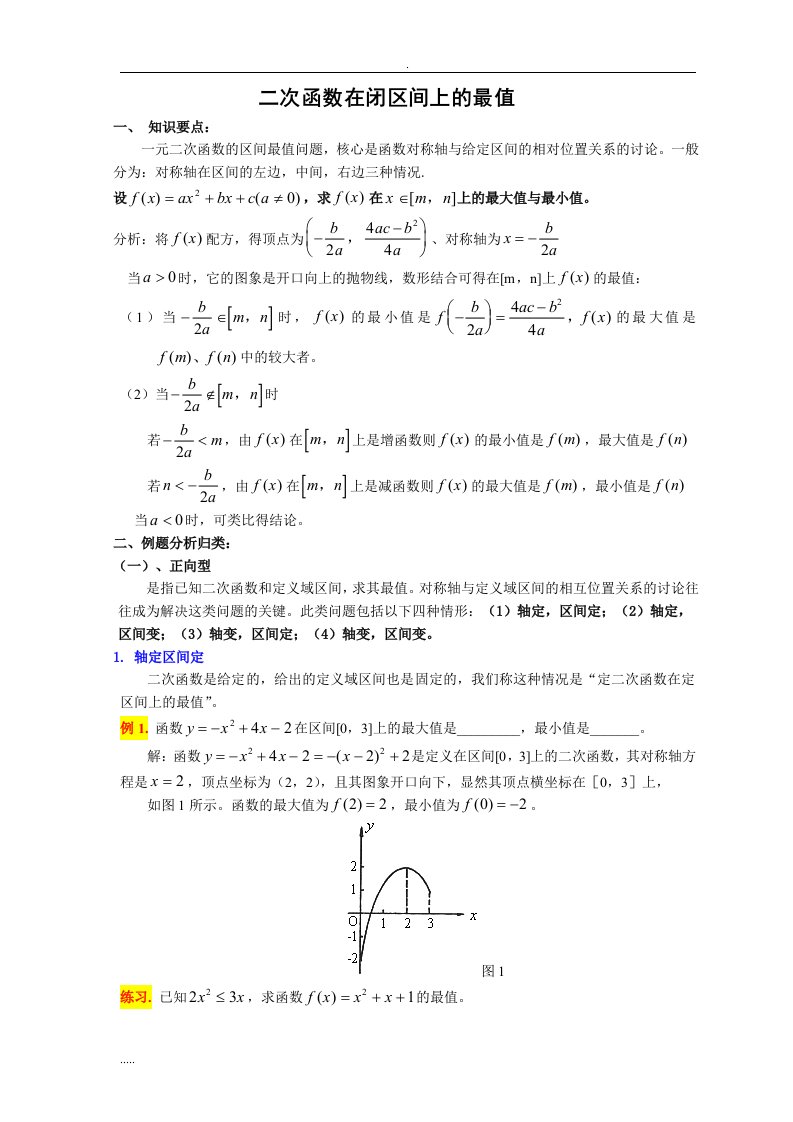 二次函数动轴动区间问题