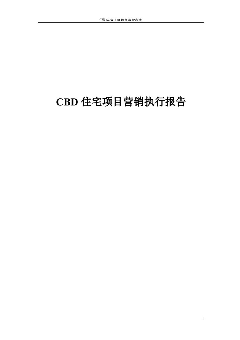 CBD住宅项目营销执行报告