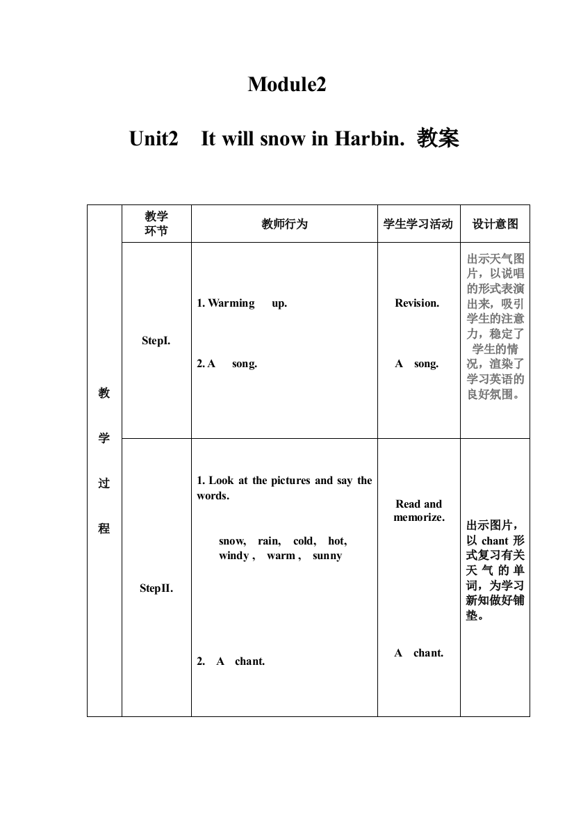 公开课六年级下册M2U2英语教案