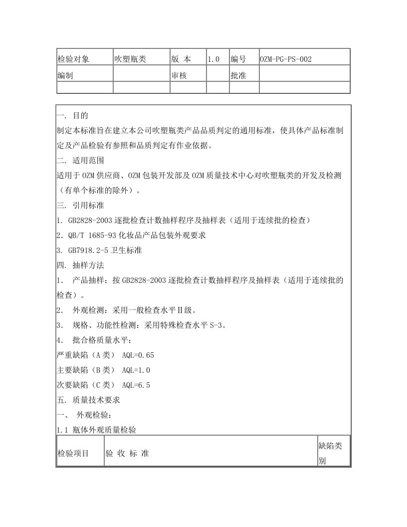 02吹塑瓶类质量验收标准