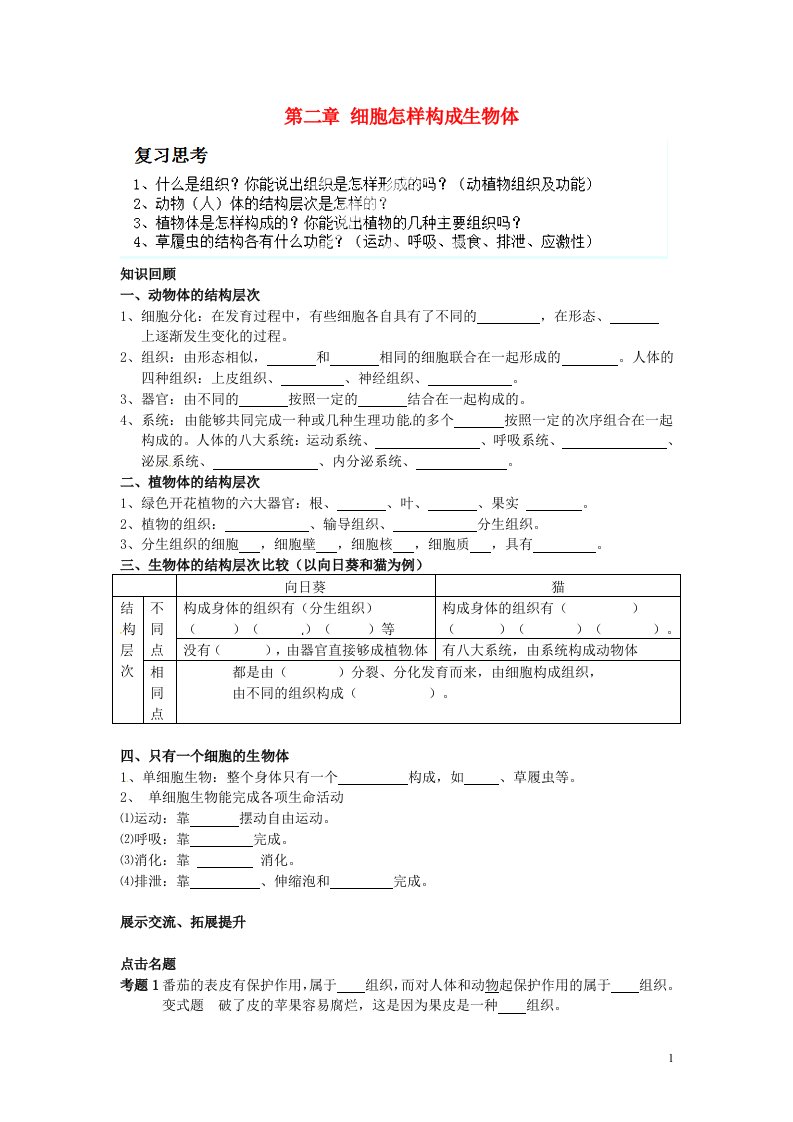 山东省平度市蓼兰镇何家店中学七级生物上册