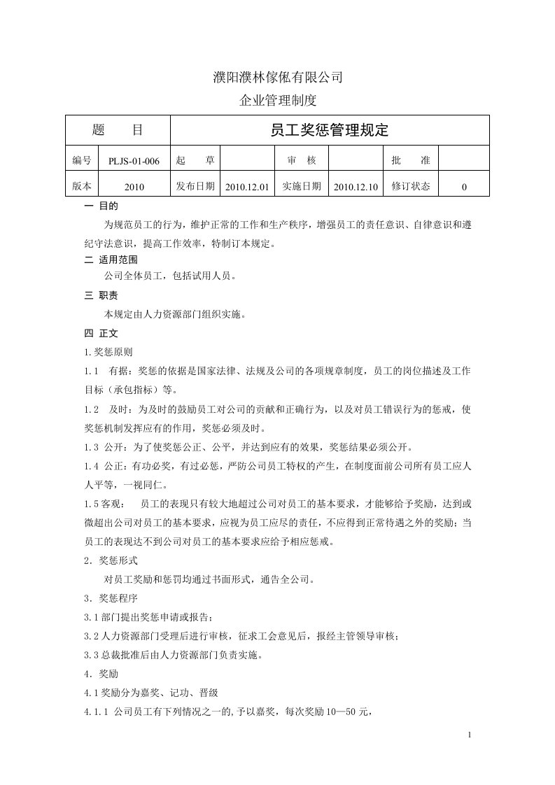 06员工奖惩管理规定