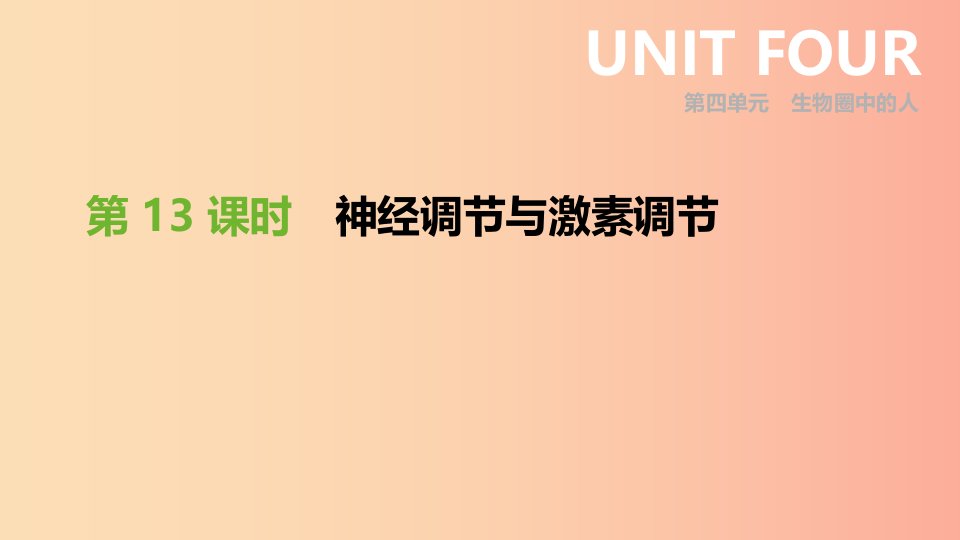 内蒙古包头市2019年中考生物第四单元生物圈中的人第13课时神经调节与激素调节复习课件