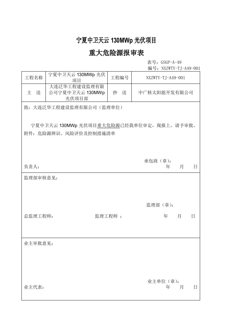 危险源辨识、风险评价及控制措施清单