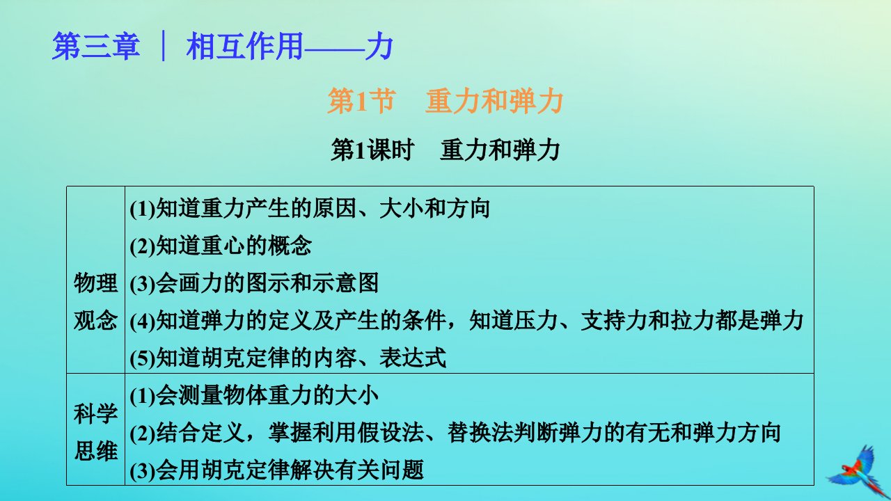 2023新教材高中物理第三章相互作用__力第1节重力与弹力第1课时重力和弹力课件新人教版必修第一册