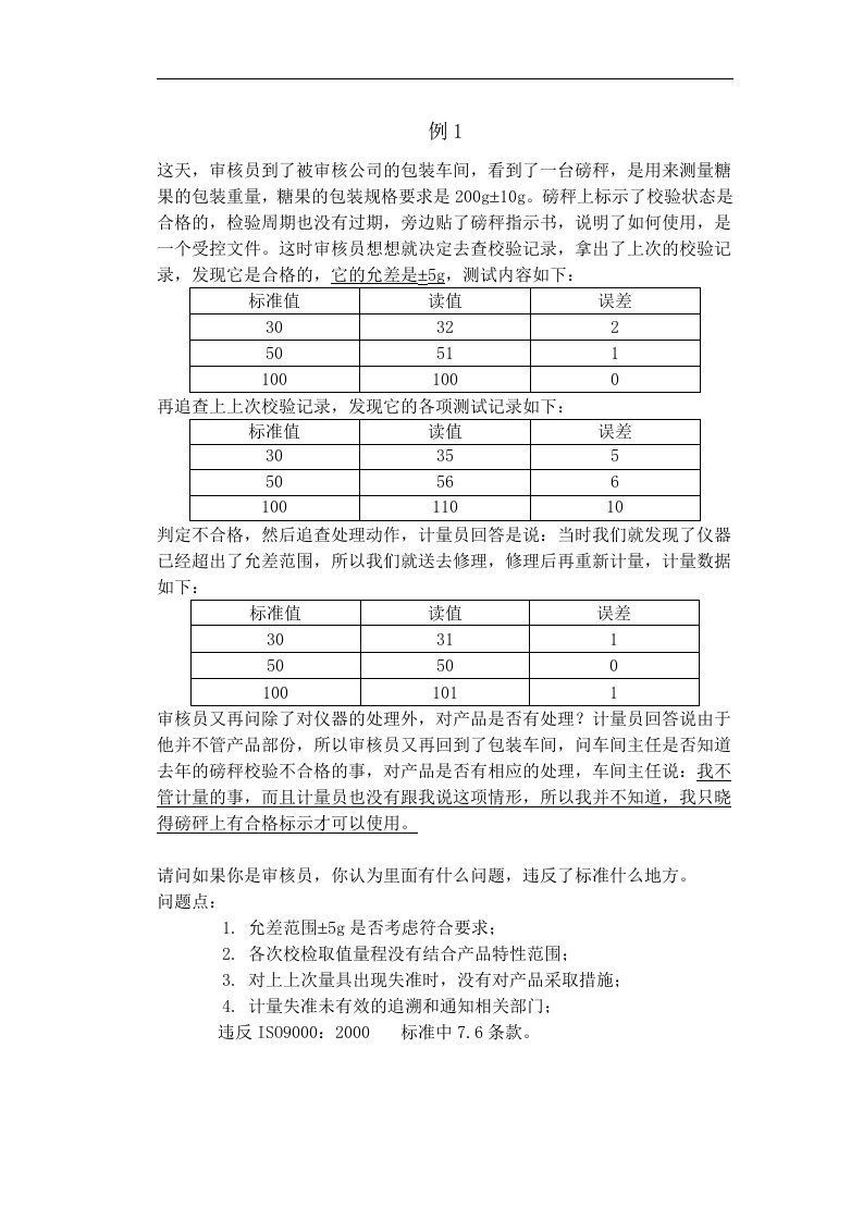 精选ISO9000情景案例参考答案