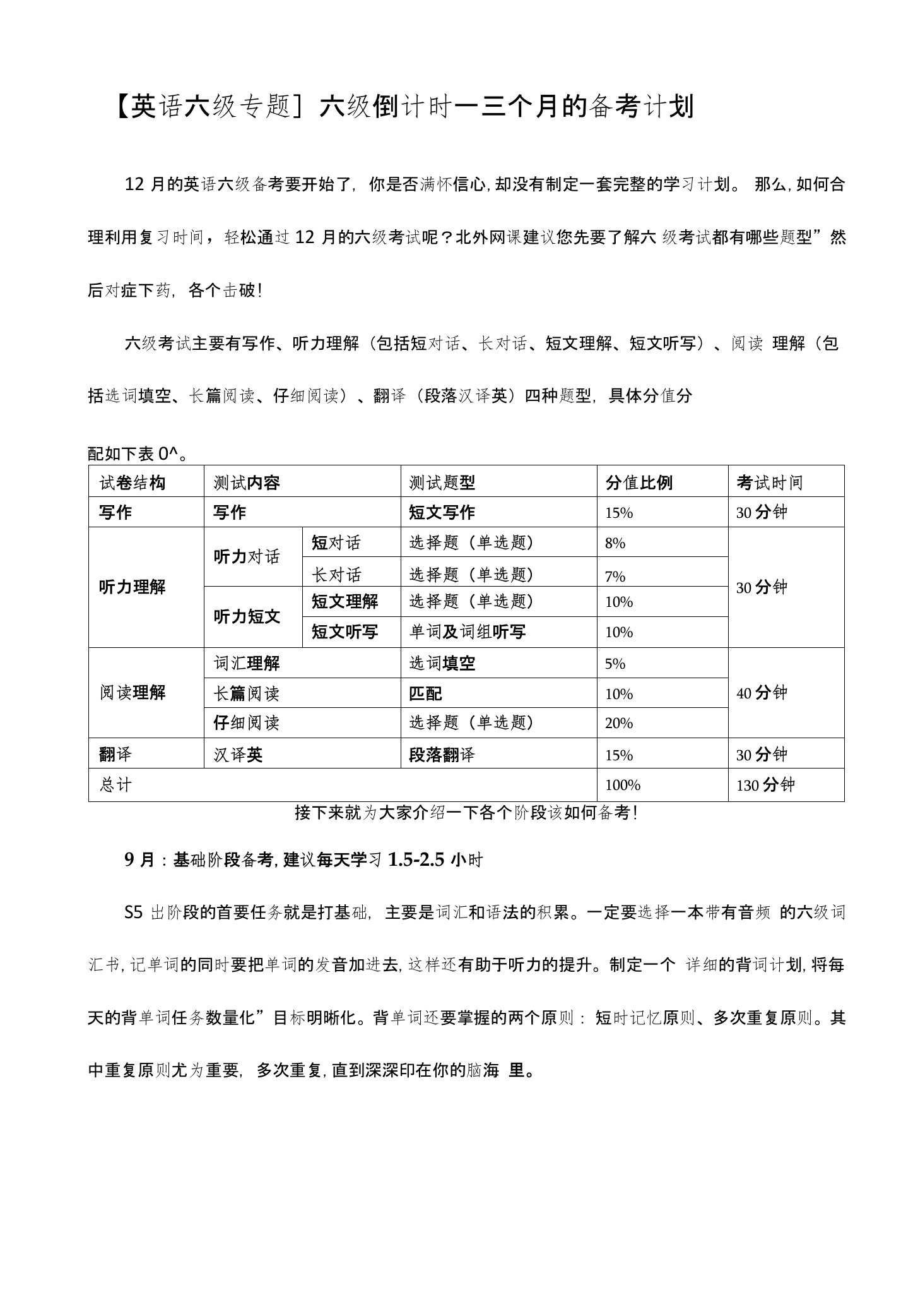 【英语六级专题】六级倒计时—三个月的备考计划