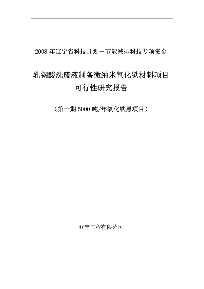 轧钢酸洗废液制备微纳米氧化铁材料项目可行性研究报告