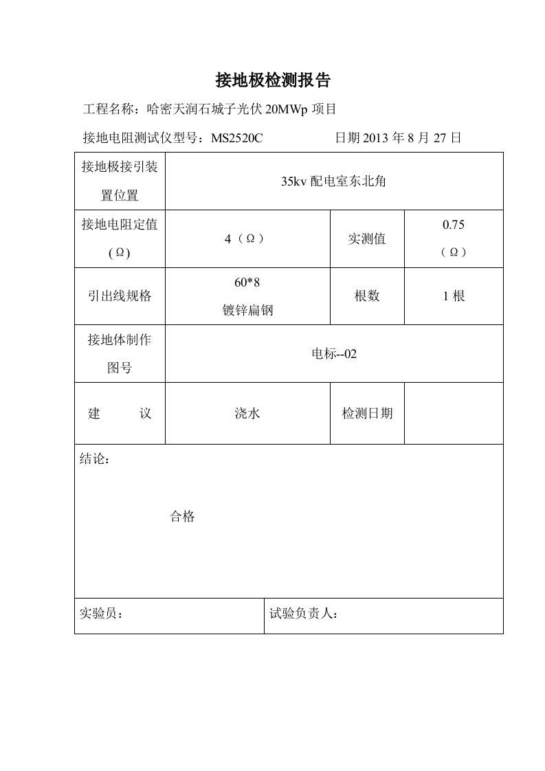 接地极检测报告