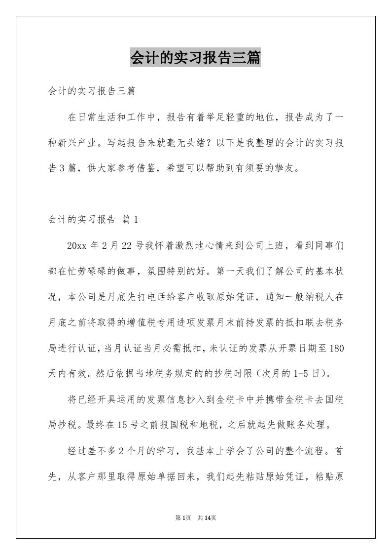 会计的实习报告三篇范本3