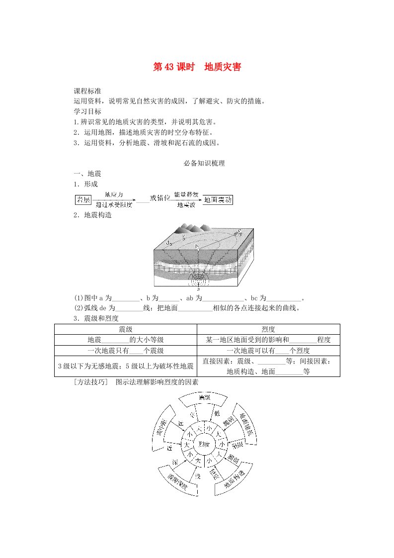 2025版高考地理全程一轮复习学案第九章自然灾害第43课时地质灾害