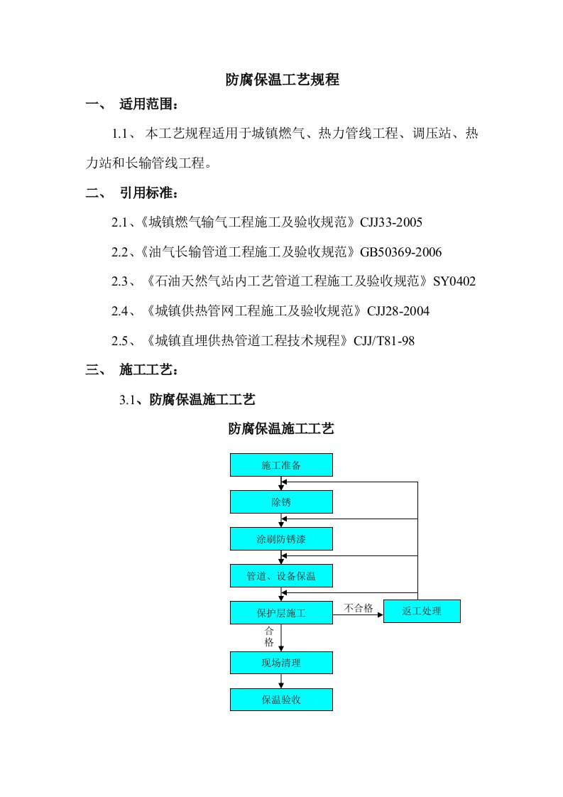 管道防腐保温工艺规程