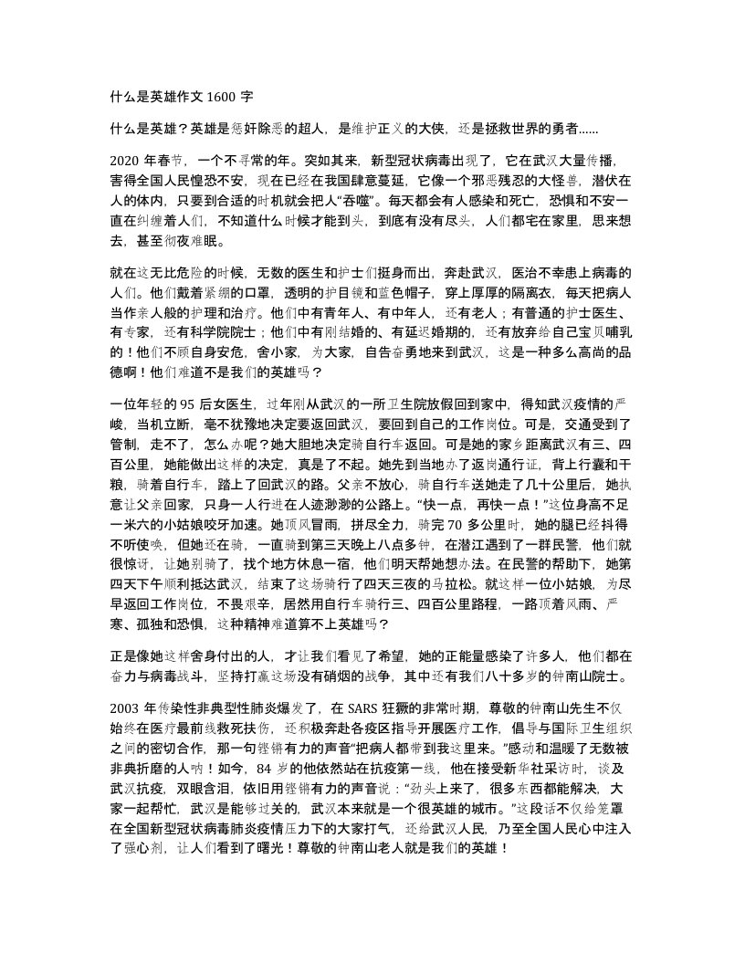 什么是英雄作文1600字