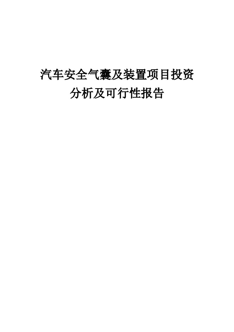 2024年汽车安全气囊及装置项目投资分析及可行性报告