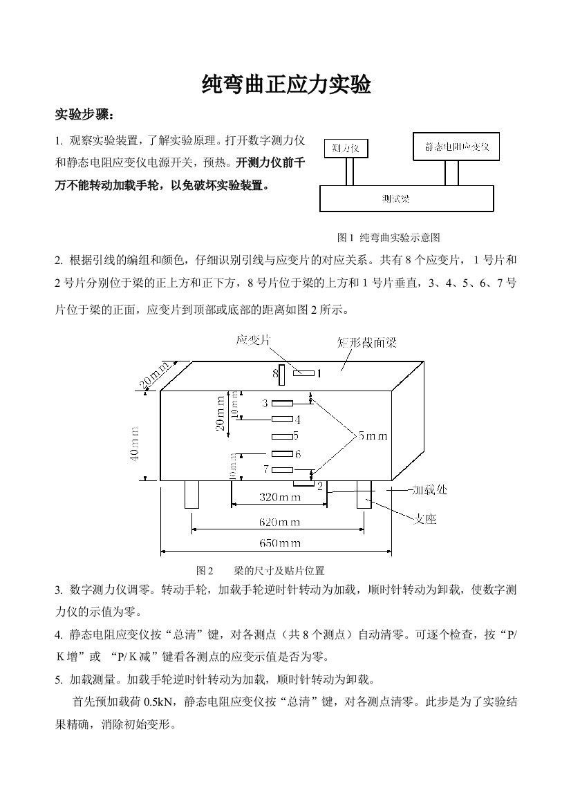 纯弯曲正应力实验