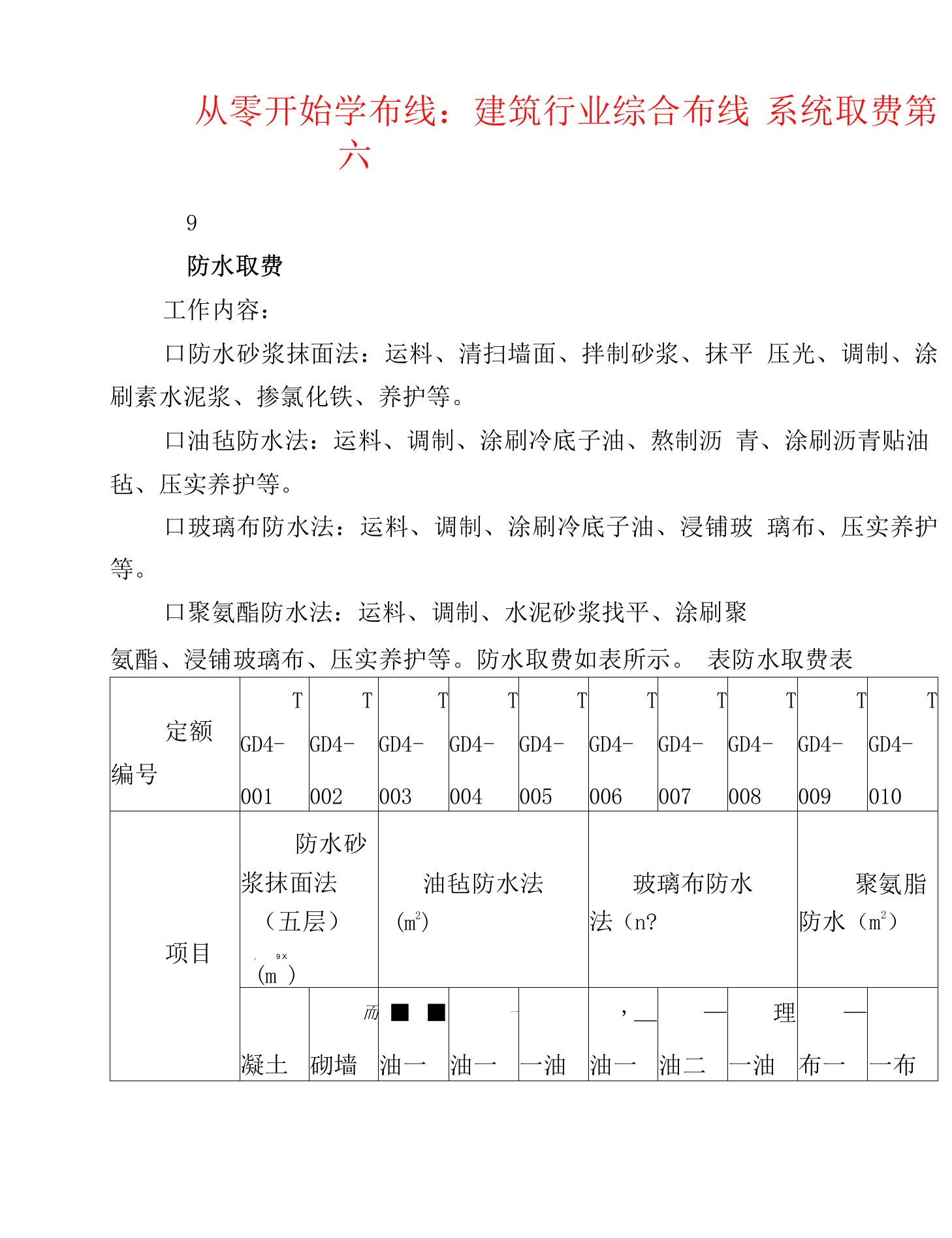 建筑行业综合布线系统取费第六期