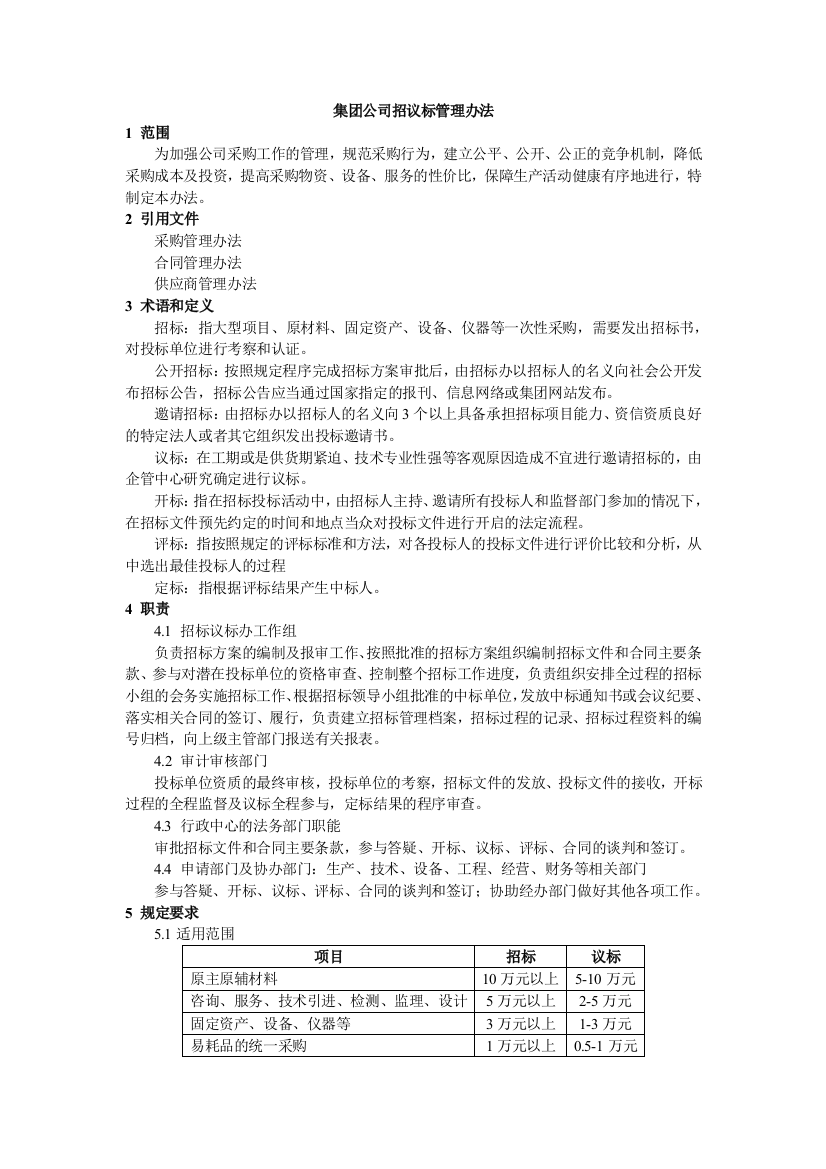 集团公司招标议标管理制度