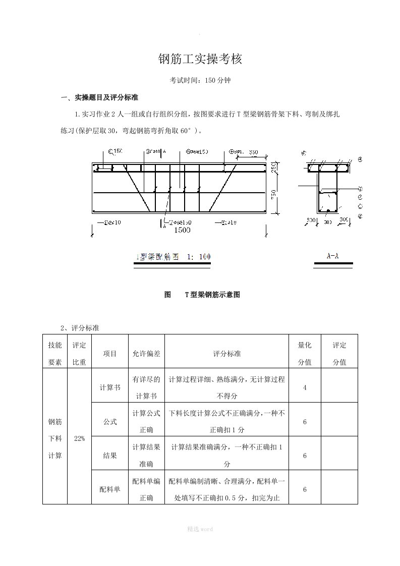 钢筋工实操考核