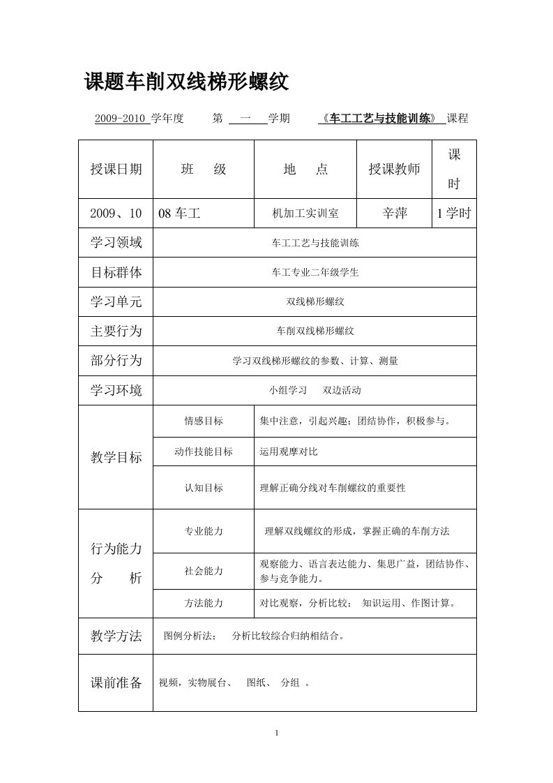 课题车削双线梯形螺纹