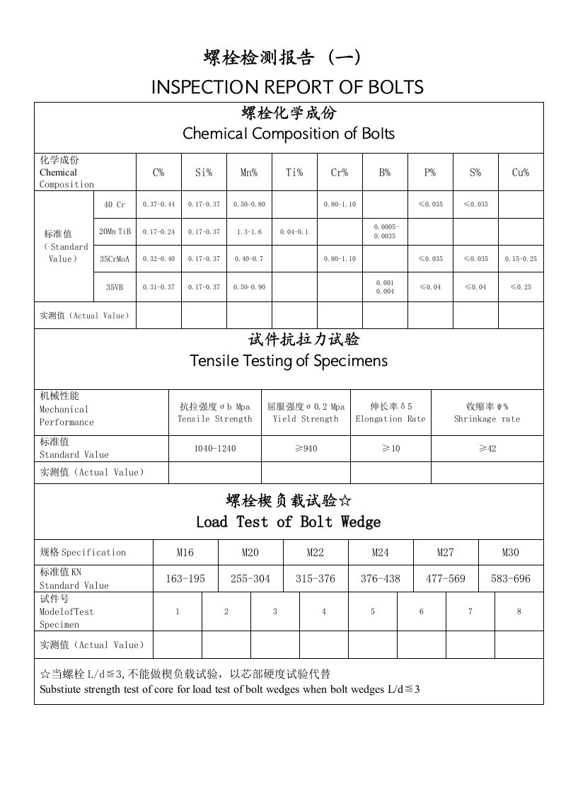 螺栓检测报告