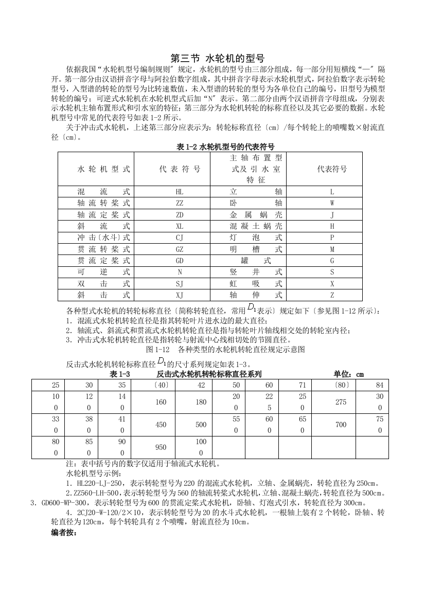 水轮机的型号x-