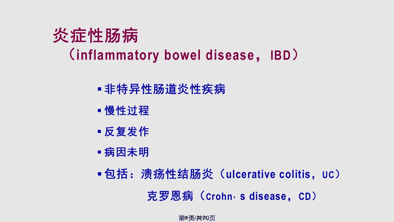 炎症性肠病诊治现状学习教案