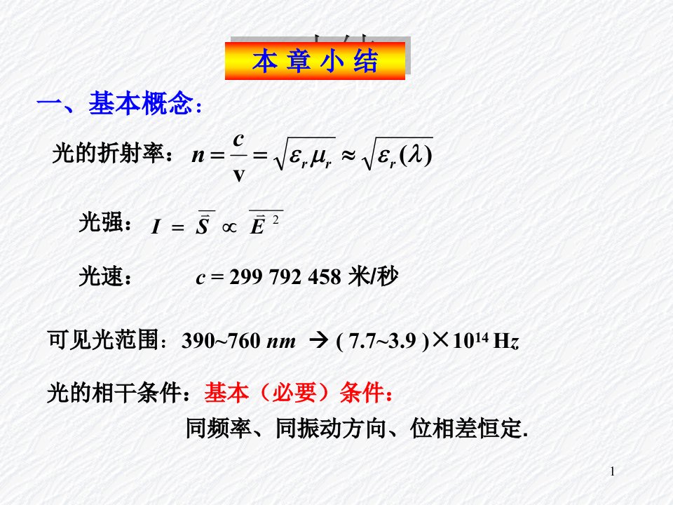 《光的干涉小结》PPT课件