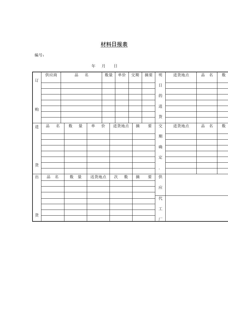 公司材料日统计报表