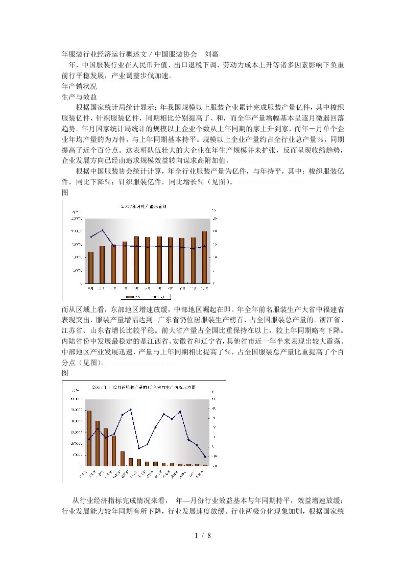 服装行业经济运行概述