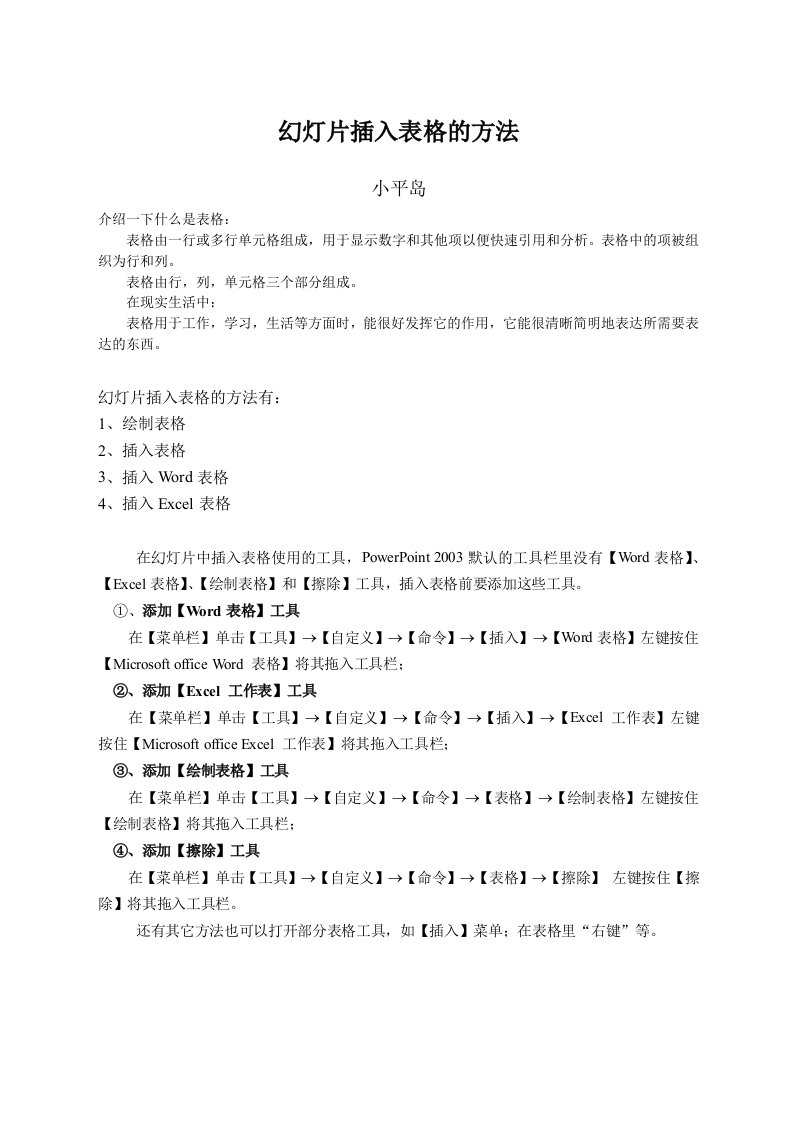 幻灯片插入表格的方法