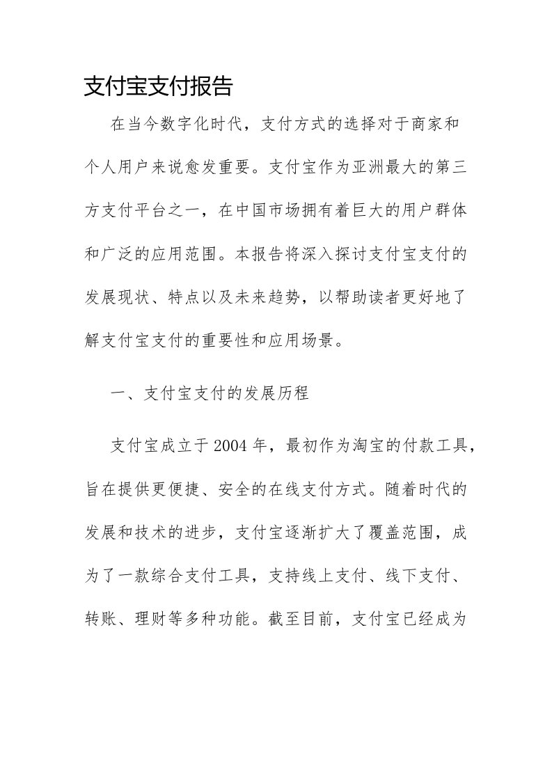 支付宝支付报告