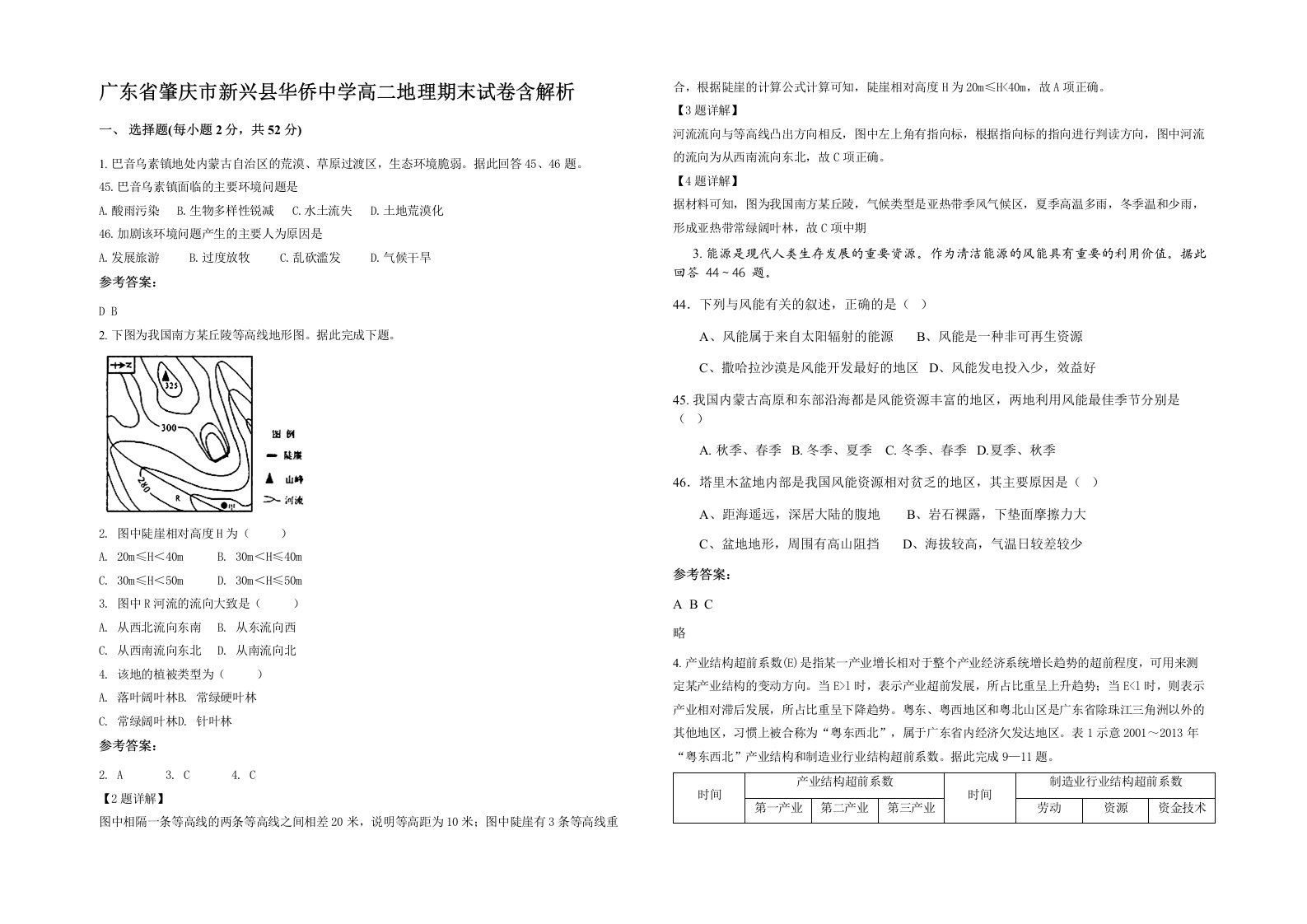 广东省肇庆市新兴县华侨中学高二地理期末试卷含解析