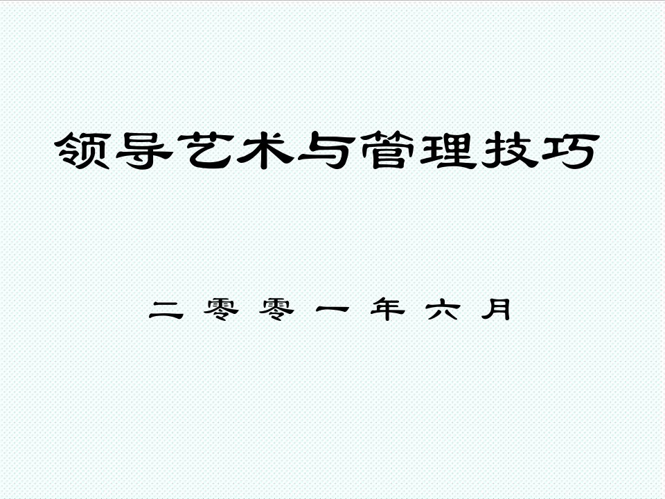 领导管理技能-领导艺术与管理技巧