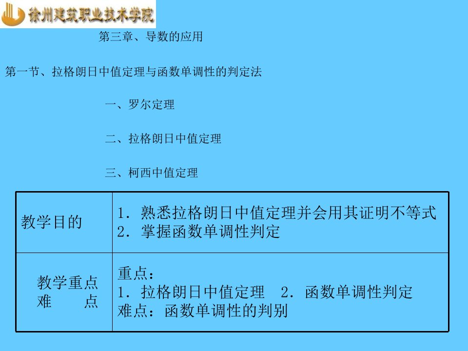 高数课件3-1拉格朗日中值定理与函数单调性判别法