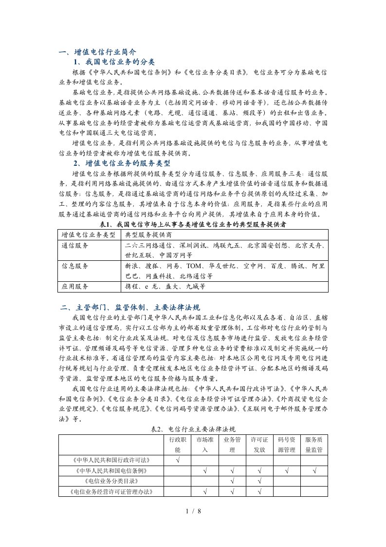 我国增值电信行业发展情况简要分析介绍